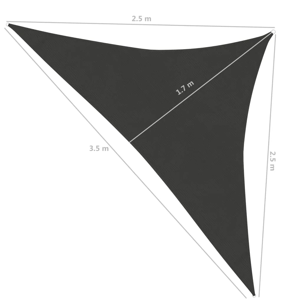 Vela ombreggiante/ombrellone 160 g/m² 2,5 x 2,5 x 3,5 m HDPE antracite 02_0008904