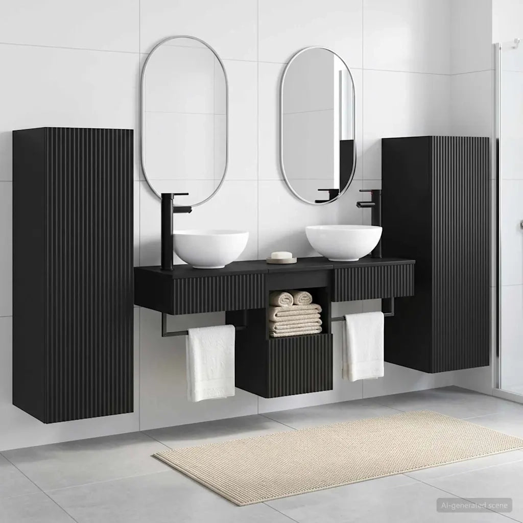 Set di mobili per il bagno 5 pz Nero 33 x 34,5 x 100 cm 3405964