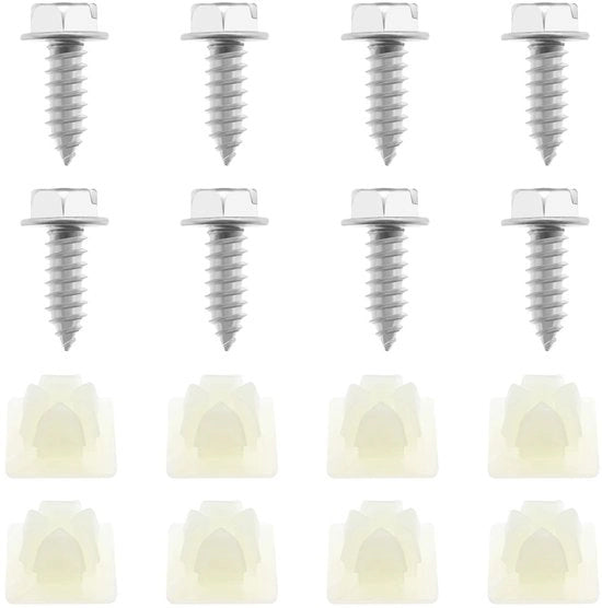 Kit di fissaggio per targa di immatricolazione - 8 pezzi - Acciaio inossidabile/Nylon - Kit di fissaggio - Diametro 6 mm - Lunghezza 18 mm - Adatto per auto/autocarri - Viti per targa di immatricolazione