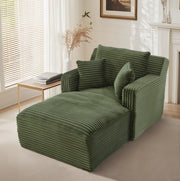 Chaiselongue in tessuto a coste, senza montaggio, verde, 127 cm