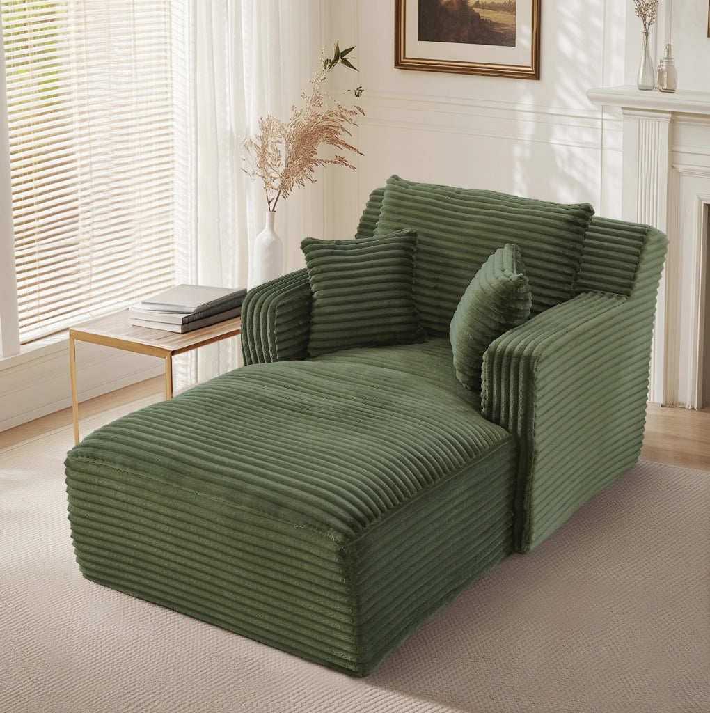 Chaiselongue in tessuto a coste, senza montaggio, verde, 127 cm