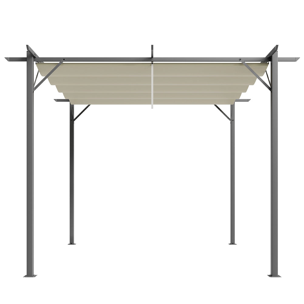 Pergola Gazebo Retrattile da Giardino 3x3 Metri Beige Anti UV e Impermeabile