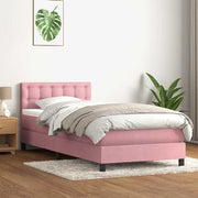 vidaXL Giroletto a Molle con Materasso Rosa 90x210 cm Velluto