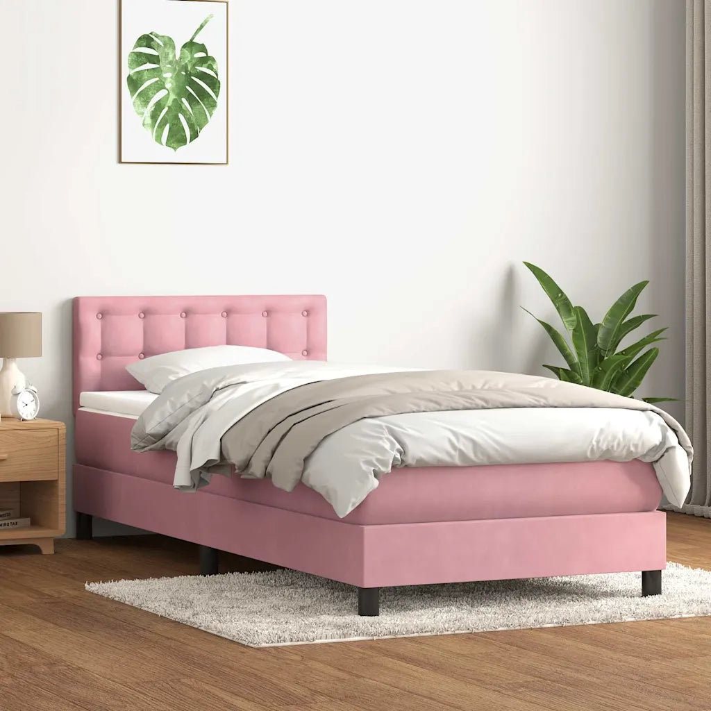 vidaXL Giroletto a Molle con Materasso Rosa 90x210 cm Velluto