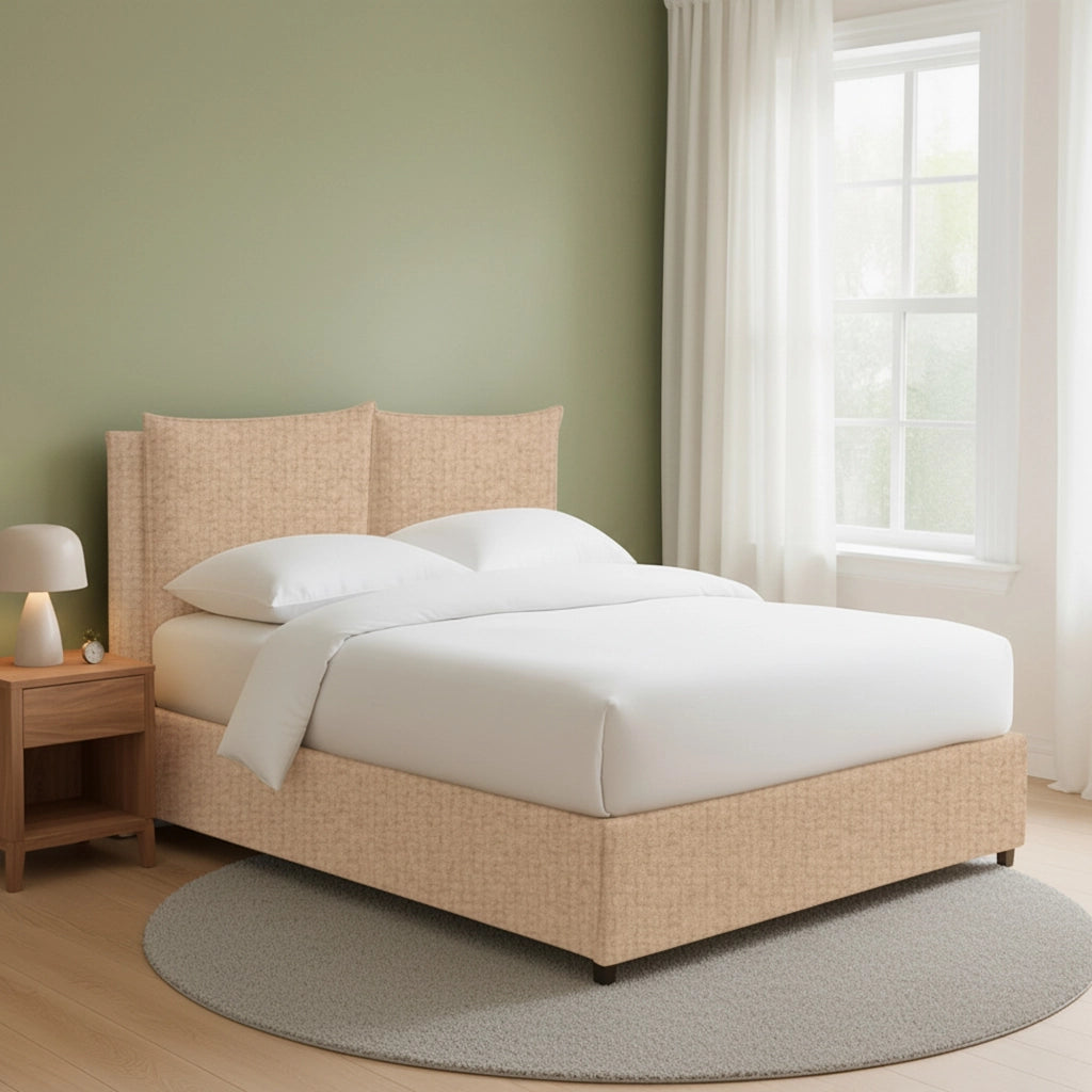Liskeard, Letto Matrimoniale Sfoderabile Made in Italy, Beige