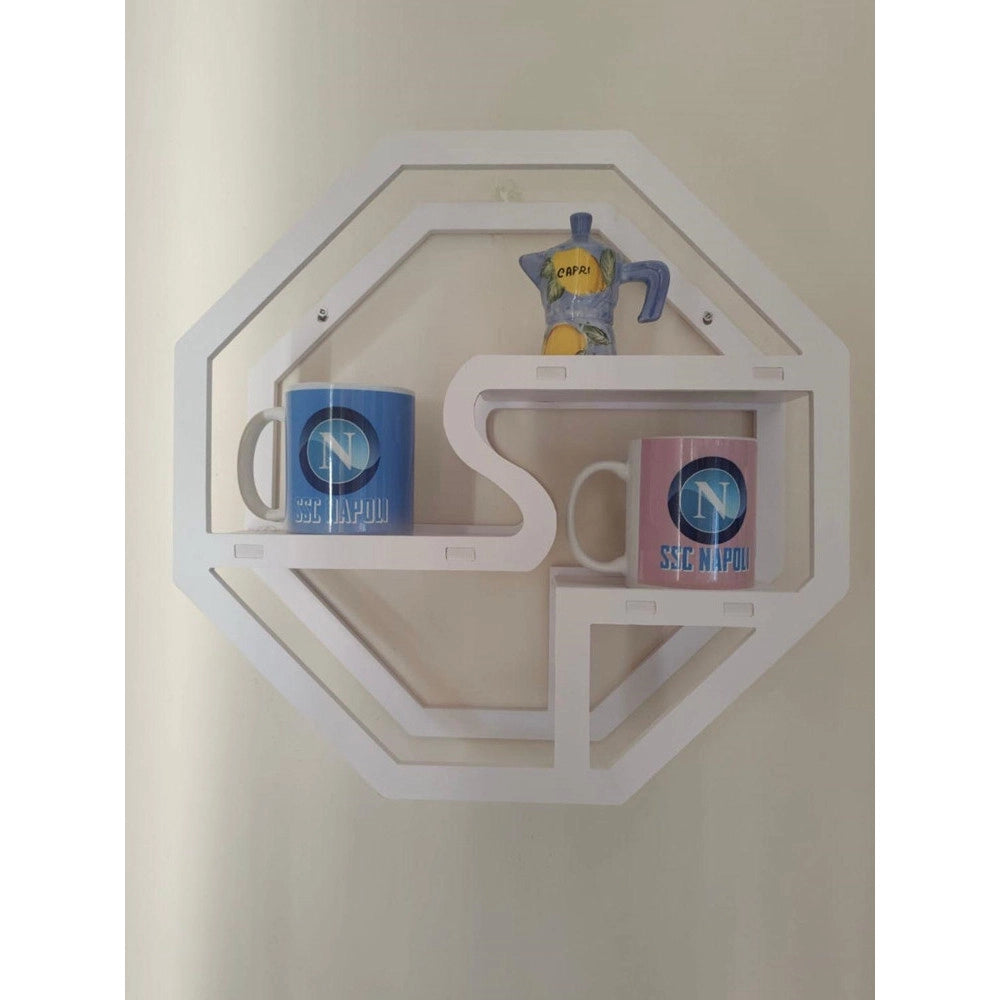 Trade Shop - Mensola Da Parete Decorativa Bianca Per Casa Design Geometrico Moderno Con Ripiani -