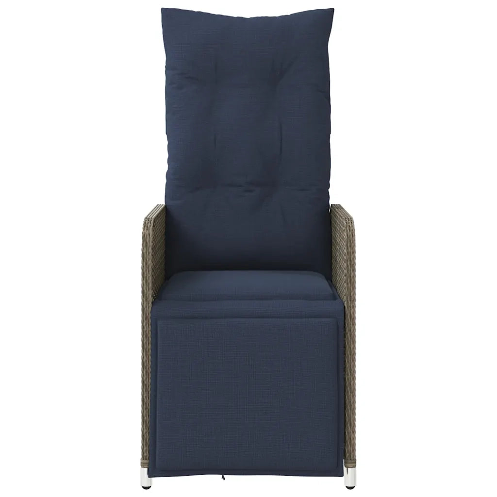 Sedie da giardino reclinabili 2 pz | Sedie da Esterno con tavolo grigio in polyrattan