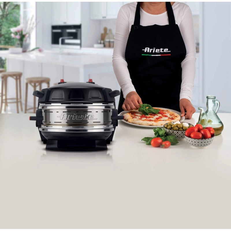 Forno pizza 2300W - 2 pizze in 4 minuti - 2 pietre refrattarie - Nero