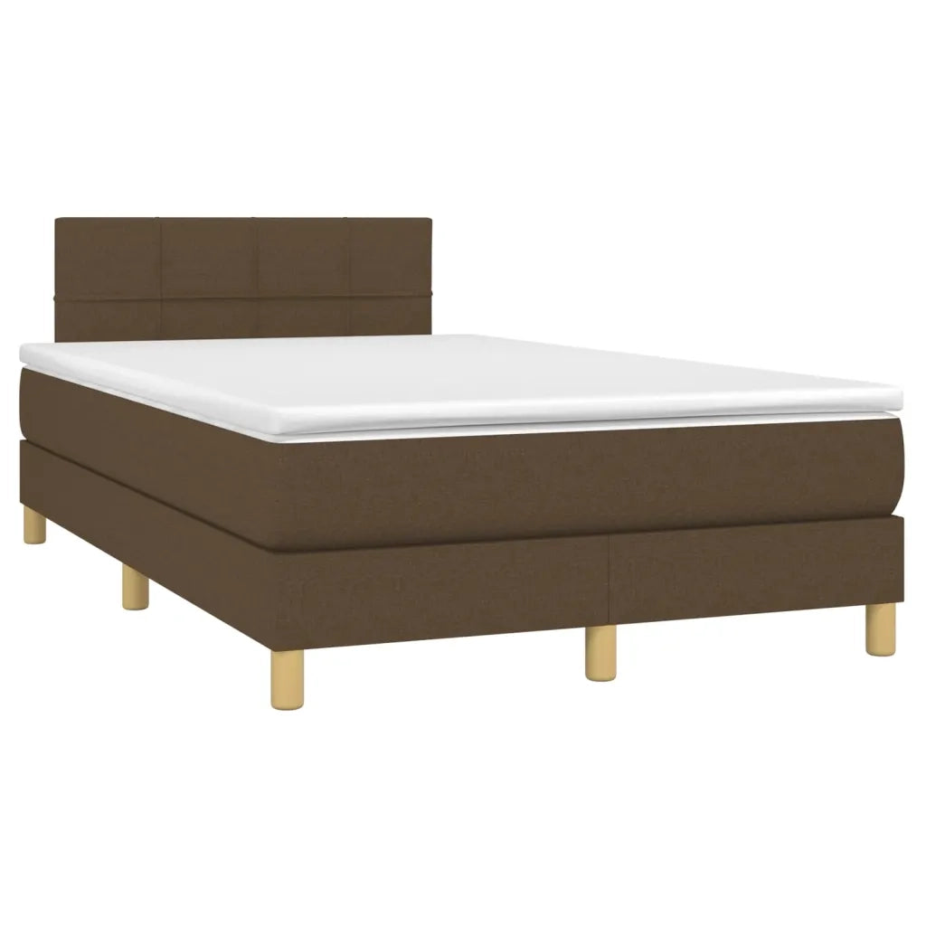Giroletto a Molle con Materasso Marrone Scuro 120x200cm Tessuto