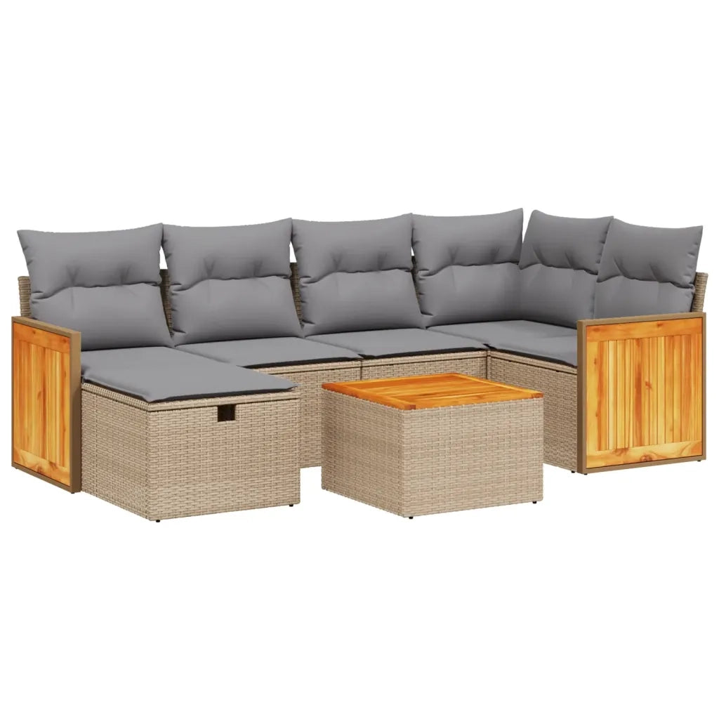 Set Divano da Giardino 7 pz con Cuscini Beige Misto Polyrattancod mxl 92782