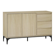 Credenza cassettiera mobile contenitore per soggiorno ingresso camera da letto 77 x 120 x 40 cm effetto rovere chiaro 03_0009028