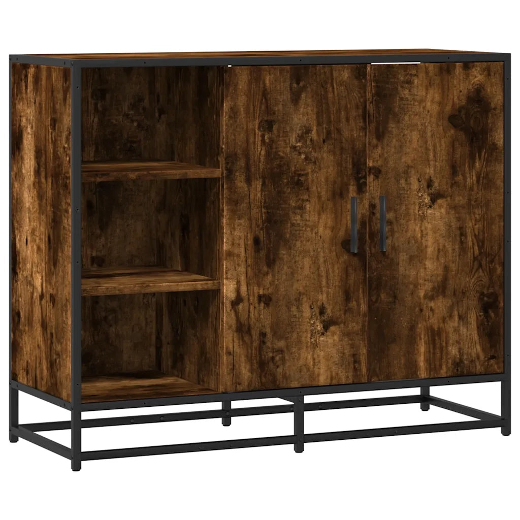 Credenza Rovere Fumo 92x35x76 cm in Legno Multistrato 849021