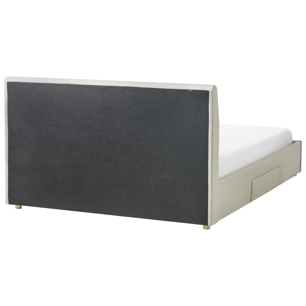 Letto con cassetti imbottito in tessuto 180 x 200 cm con rete a doghe design moderno scandinavo beige
