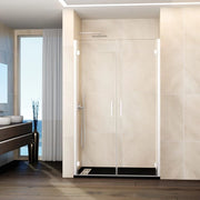 Box doccia frontale GLASS 2 porte battenti 145 cm (143-147; 70+70) bianco trasparente