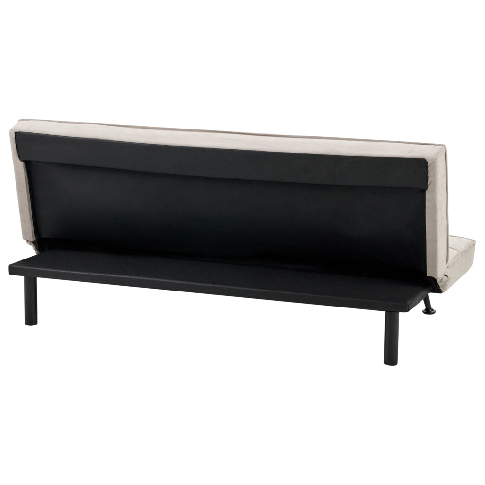 Divano letto in tessuto beige a 3 posti con imbottitura trapuntata Letto per ospiti senza braccioli con chiusura a scatto