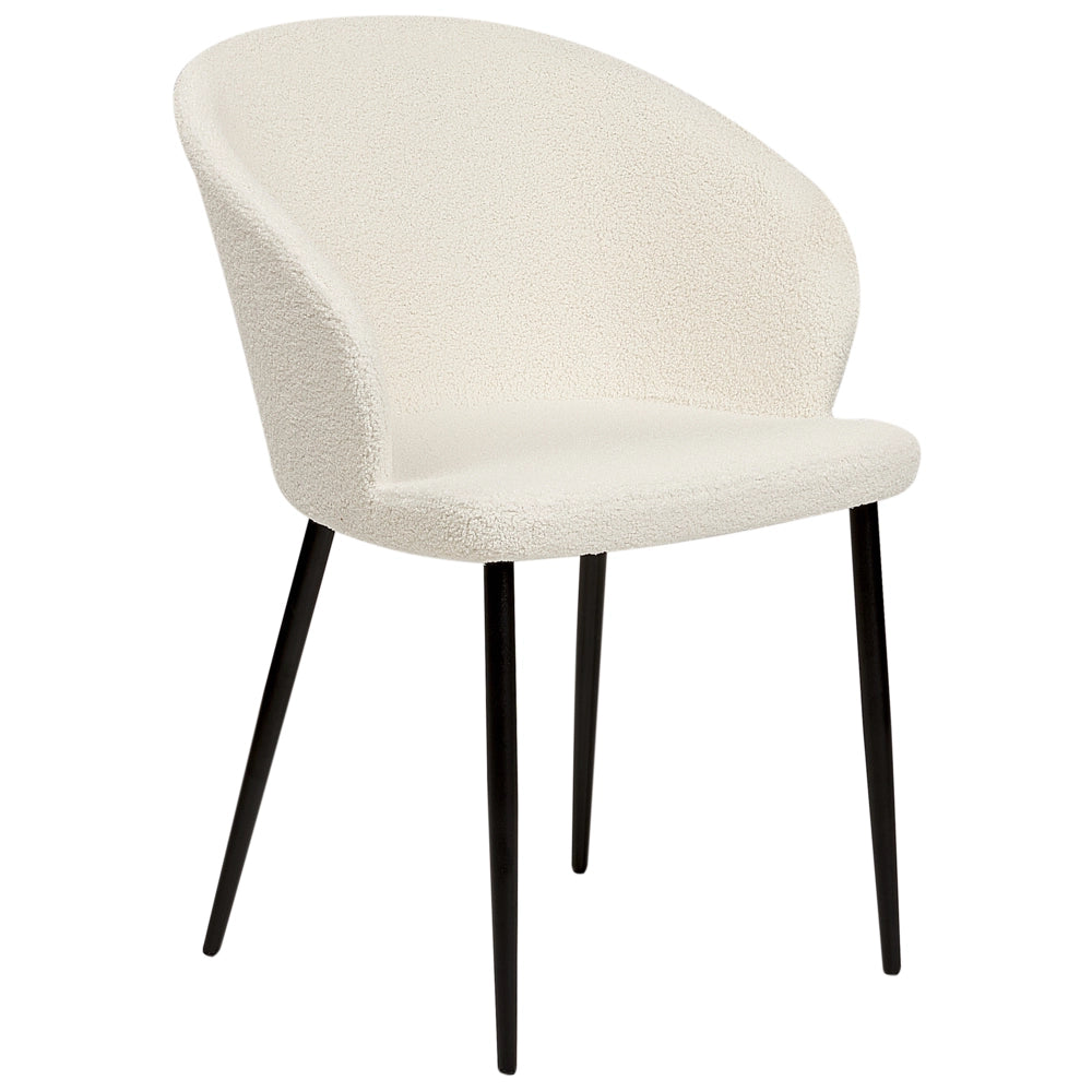 Set di 2 sedie da pranzo in tessuto bianco sporco imbottito con gambe nere Stile retrò Mobili per il soggiorno