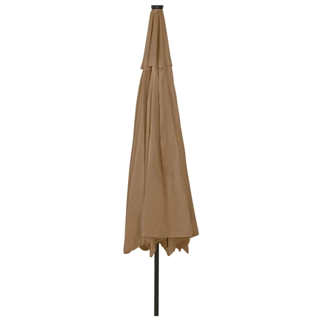 Ombrellone da esterno con LED e palo in metallo 400 cm color tortora 02_0008184