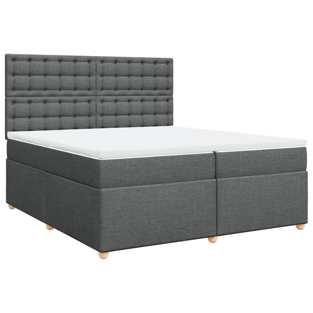 Giroletto a Molle con Materasso Grigio Scuro 200x200 cm Tessuto 3291402