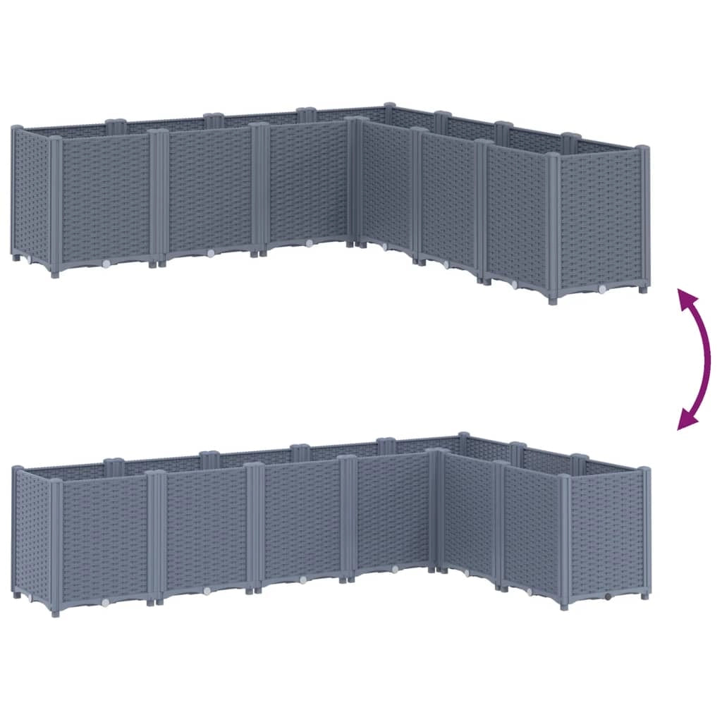 Fioriera rialzata per piante fiori terrazza giardino 160 x 160 x 53 cm PP grigio 02_0037459