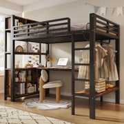 Letto a soppalco 90x200 cm con scrivania e spazio contenitivo