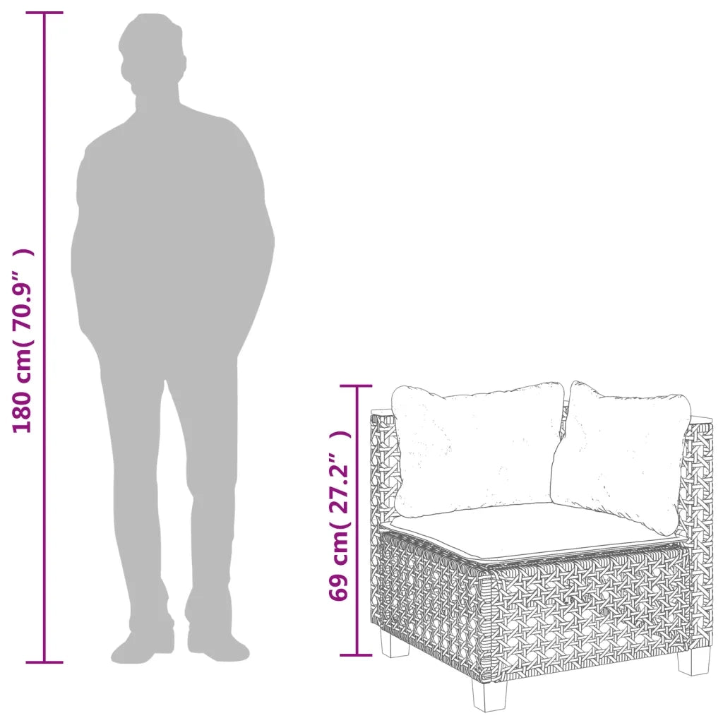 Divano Angolare da Giardino con Cuscini Grigio in Polyrattan