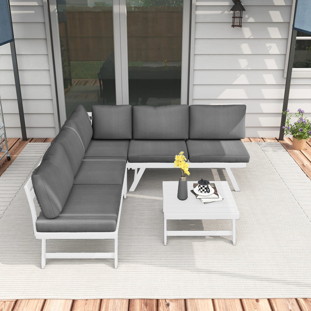 Set Lounge Giardino 4 Pezzi ¨C zephmum ¨C Grigio Bianco 115x61x65 cm