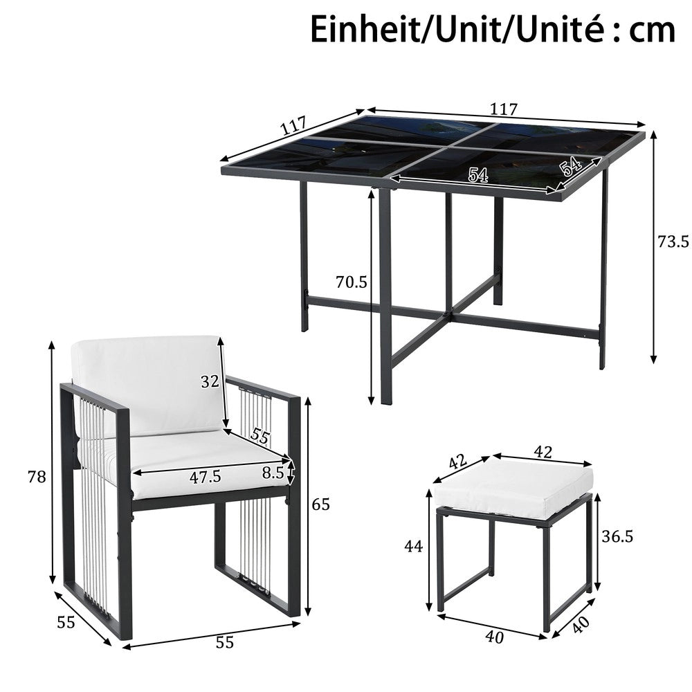 Set Tavolo da Pranzo per 6 Persone con Sedie da Giardino ¨C Xylo ¨C Piano in Vetro Temperato