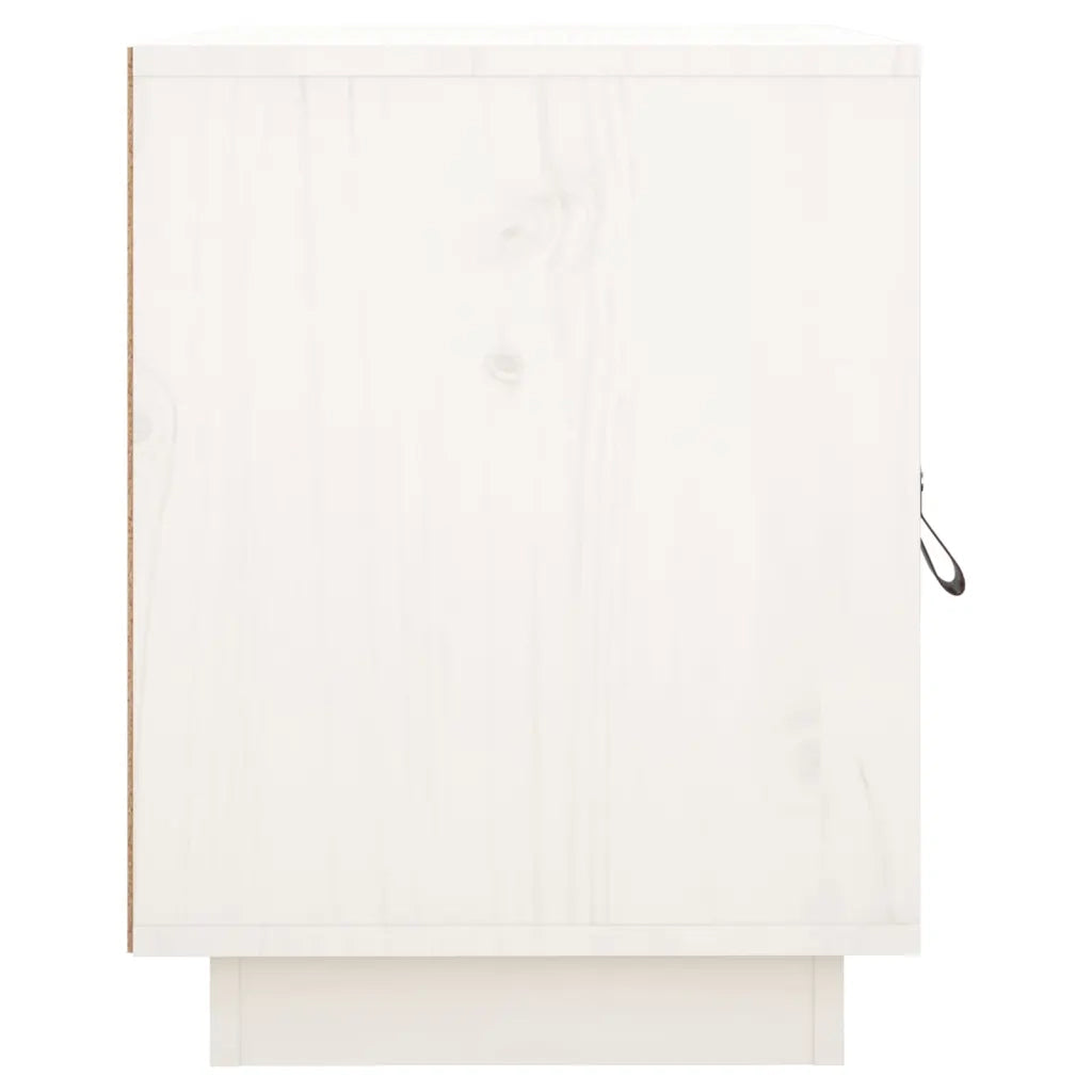 Set di 2 Comodini | Armadio da Notte | Mobiletto da notte Bianco 40x34x45 cm in Legno Massello di Pino