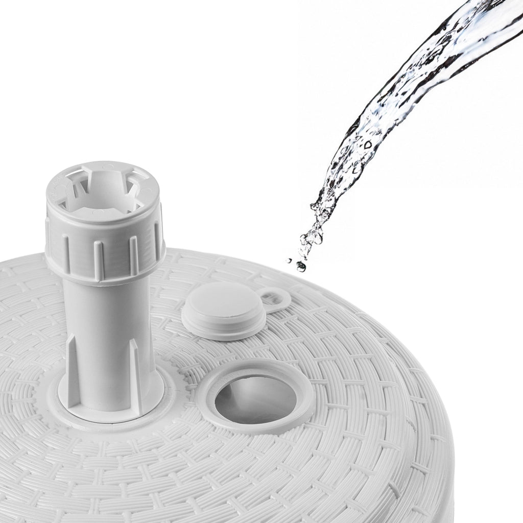 Base per ombrellone da giardino KADAX, rotonda, 39 cm, con peso, bianca