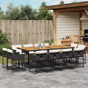 Set da Pranzo da Giardino 13pz con Cuscini Nero in Polyrattan 3211407