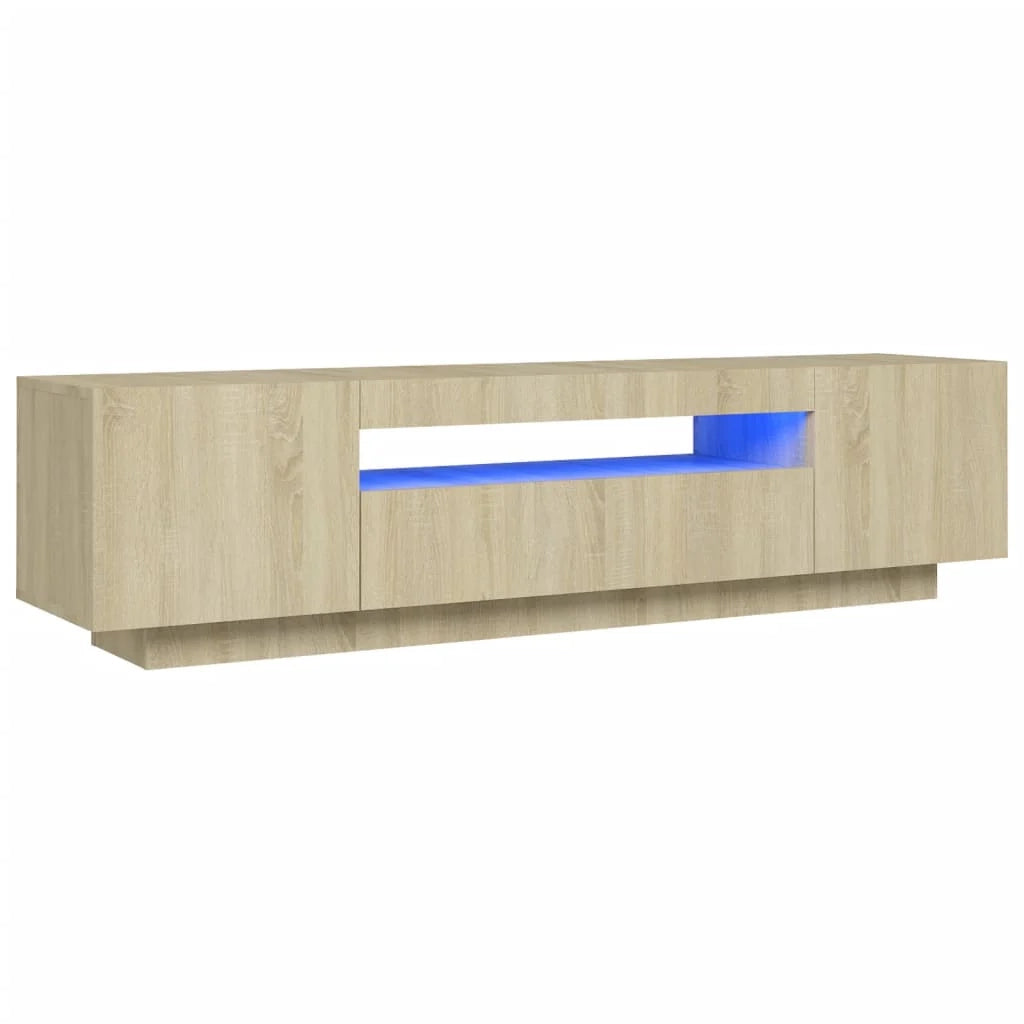 Mobile TV multimediale scaffale TV credenza mobile TV sala da pranzo soggiorno camera da letto con luci LED rovere Sonoma 160 x 35 x 40 cm marrone 02_0026763