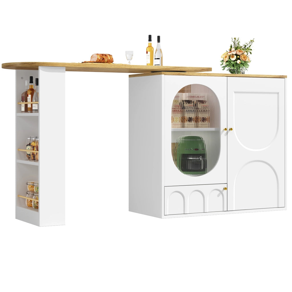 Isola da Bar Girevole 360¡ã con Ante e Vani ¨C MINIMAL ¨C Bianco/Nero, 138x39x102 cm