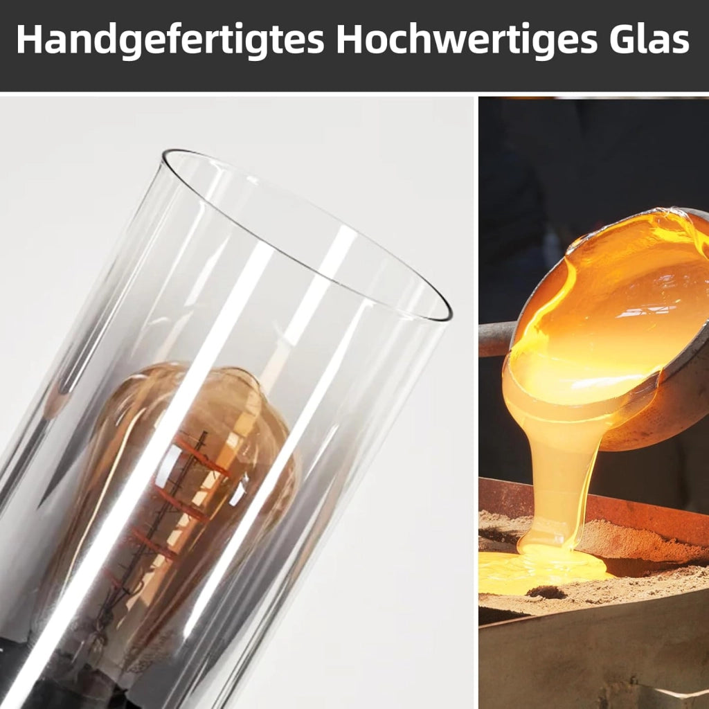 Lampada a sospensione ZMH per sala da pranzo 3 fiamme E27 grigio fumo 180CM Lampada a sospensione per scale