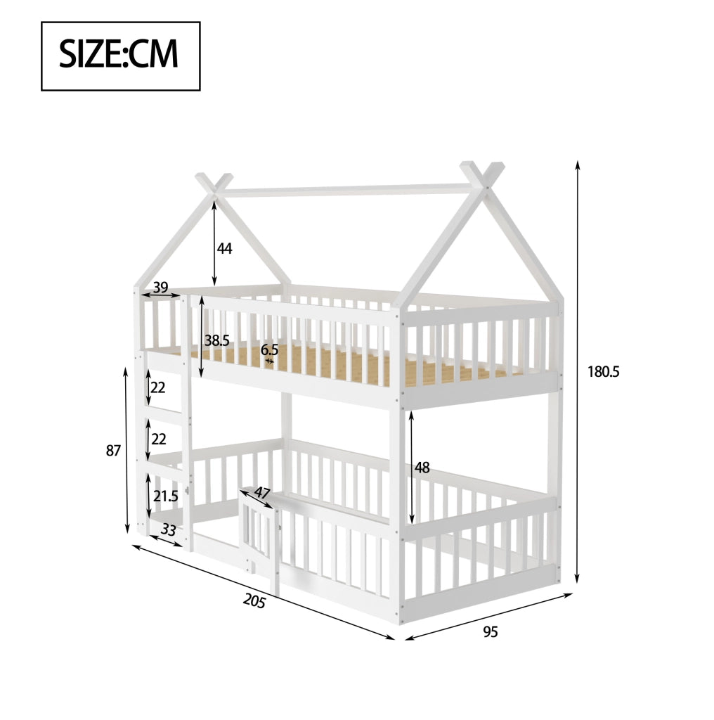 Letto a soppalco per bambini 90x200 cm con scala integrata e design multifunzionale bianco