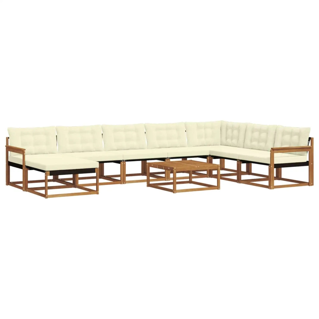 Set di divani da esterno con cuscino 9 pcs Naturale e Crema 3369761