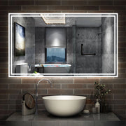 Aica Specchio da bagno a LED+140x80cm+Disappannamento+orologio+Bluetooth+3 Temperature di Colore