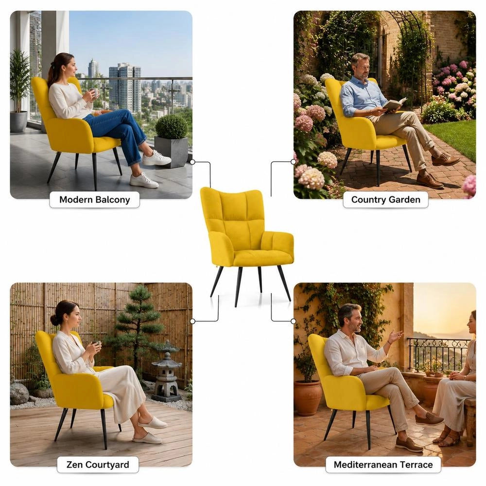 Reclining Armchair, Mustard Yellow Velvet