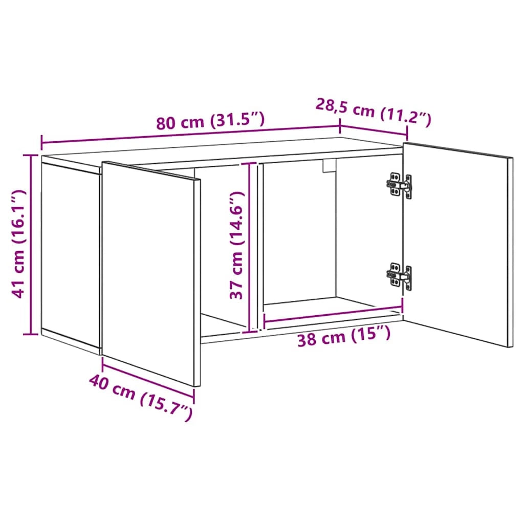 Mobile porta TV a parete moderno ed elegante 40,5 x 30 x 102 cm organizzato con ripiani in legno ingegnerizzato rovere nero 02_0056072