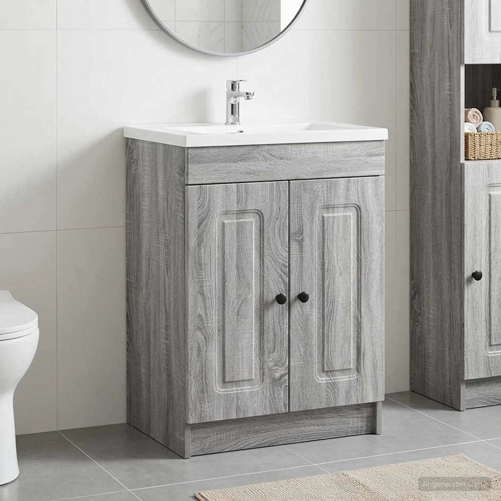 Mobiletto da bagno sotto il lavello Sonoma grigio 890010