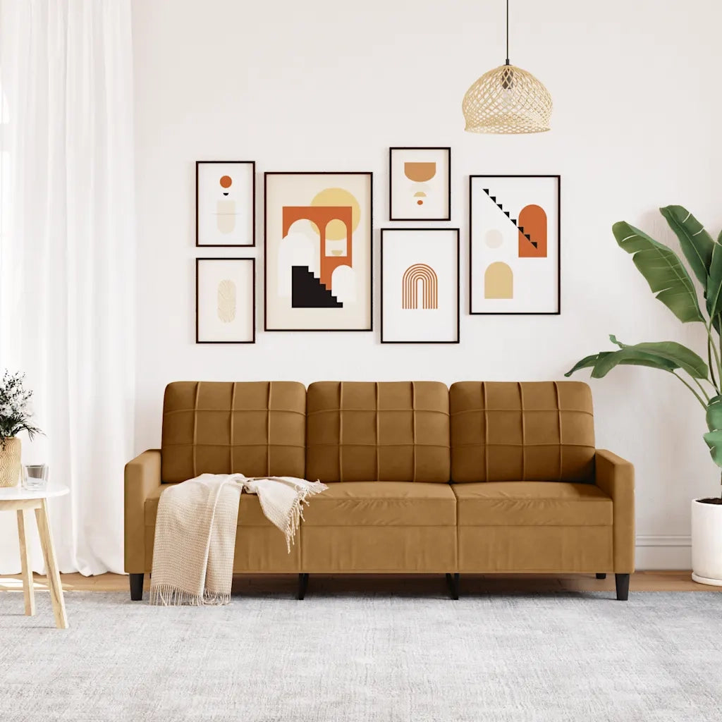 Divano a 3 Posti-Sofa 3 Posti Marrone 180 cm in Velluto 985772