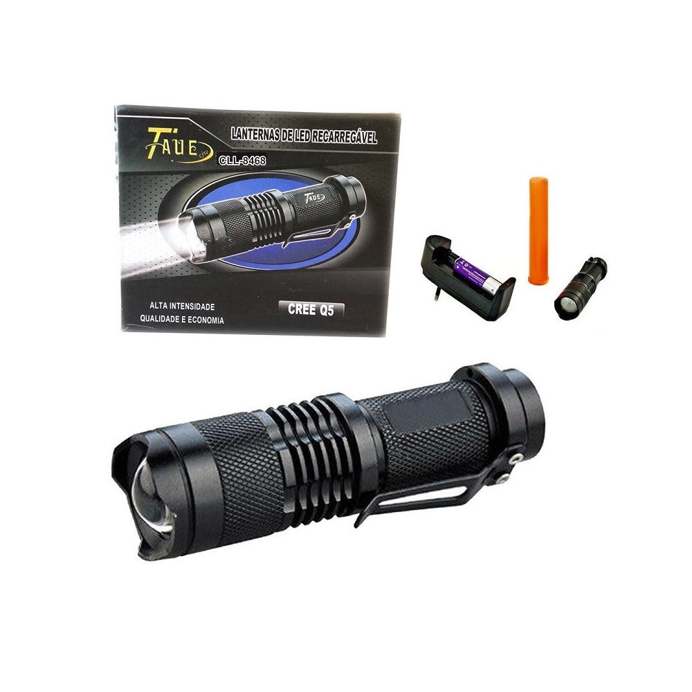 Trade Shop - Mini Torcia Lampada Impermeabile Led Cree Luce Bianca Ricaricabile Zoom 5000 Lm -