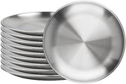 20 cm piatti da tavola in acciaio inossidabile, piatto da servire rotondo, piastre in metallo resistenti all'ossidazione per campeggio, barbecue, pic nic e uso all'aperto