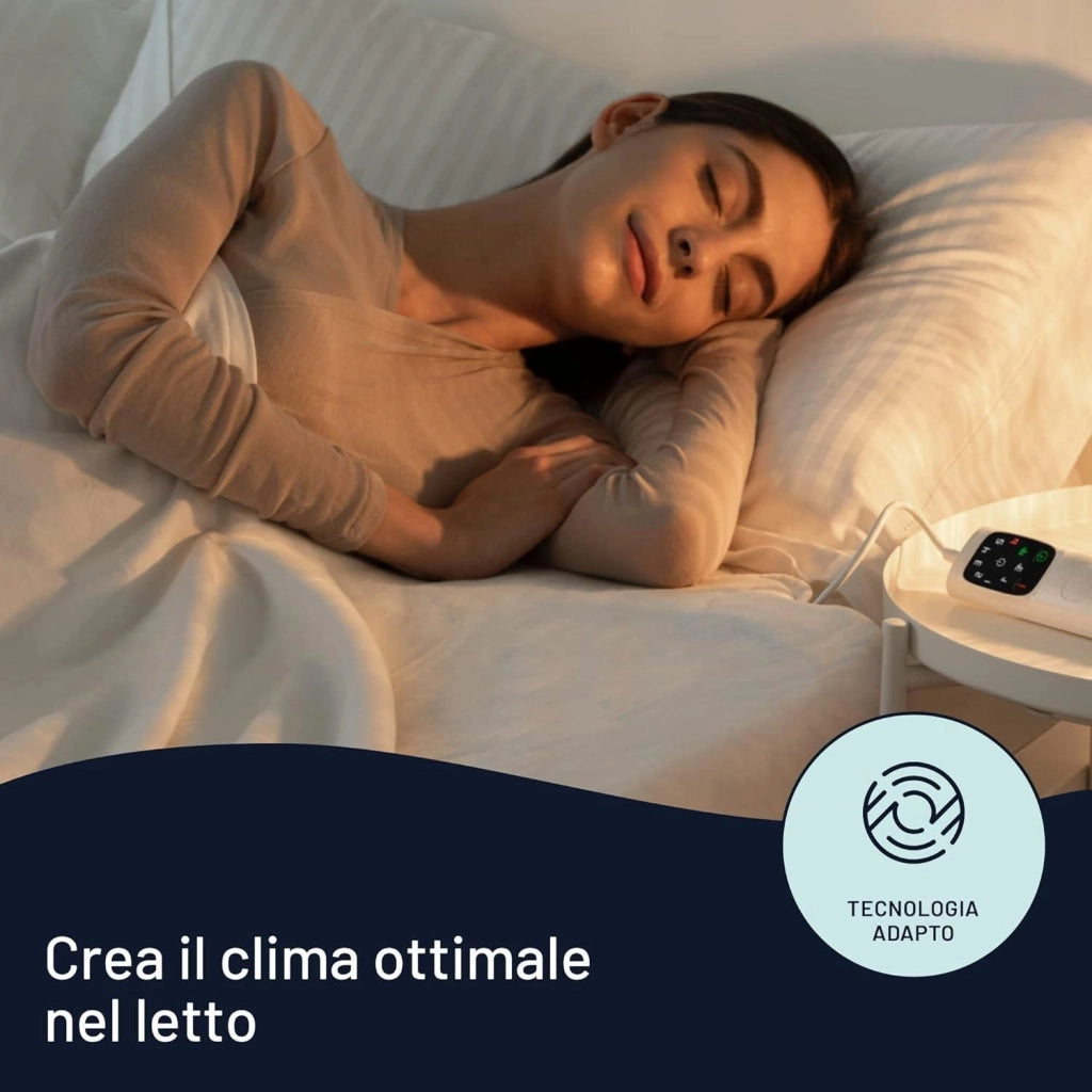 Imetec 16728 Scaldasonno Adapto Maxi Coprimaterasso Singolo 195x90 cm 150W 6 Temperature Basso Consumo Tessuto Anallergico colore Bianco