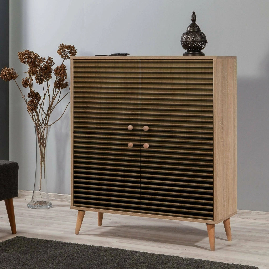 Credenza Agyemang, Buffet da soggiorno, Madia da salotto, Dispensa da cucina, 95x36h111 cm, Quercia
