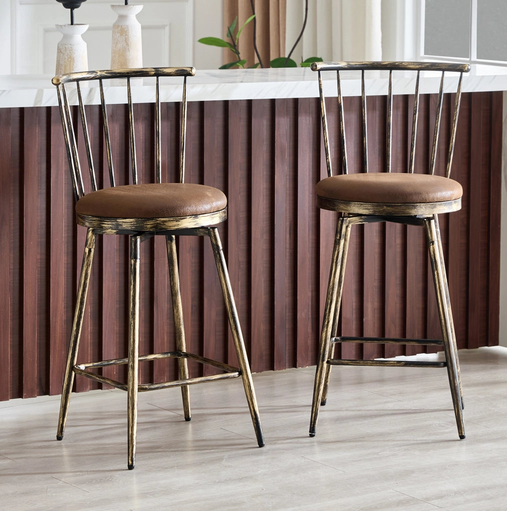 SGABELLO BAR Imbottito stile Windsor 73 cm Marrone in Tessuto e Metallo