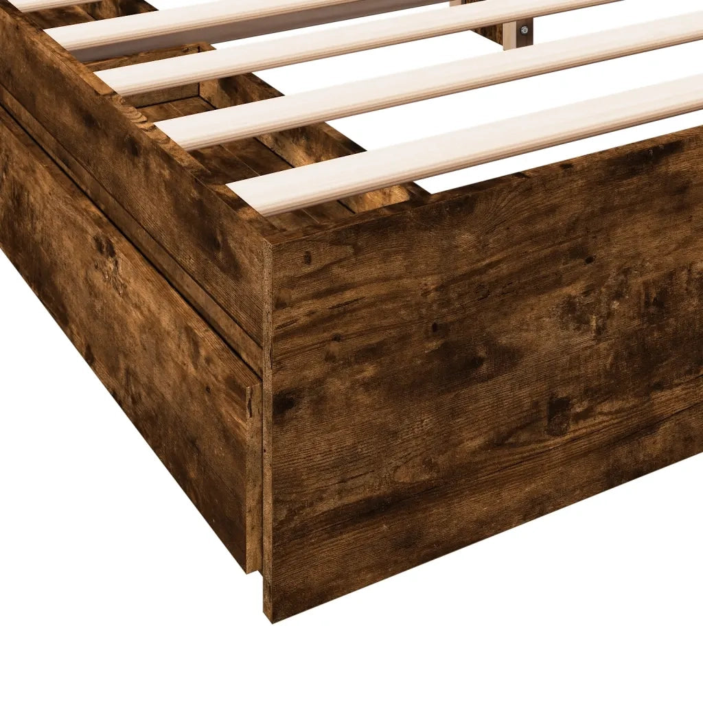 Giroletto con Cassetti Rovere Fumo 200x200 cm Legno Multistrato 3280633