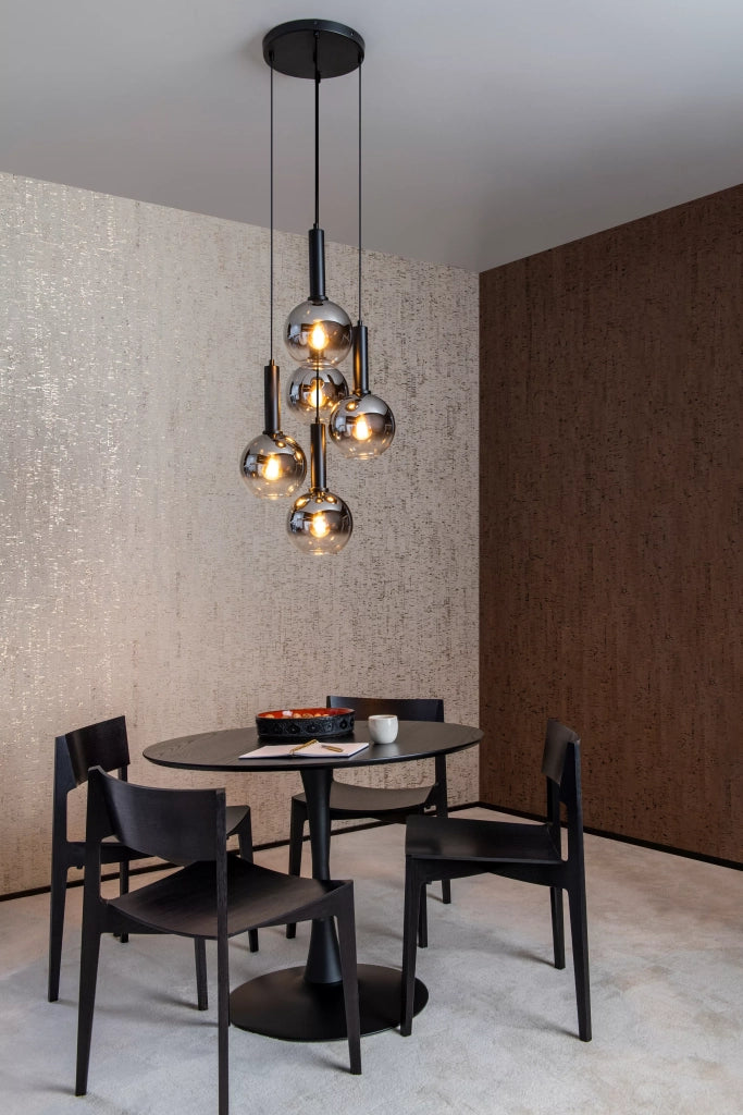 Lampadario MARIUS Lucide nero 5 sfere vetro E27 40W