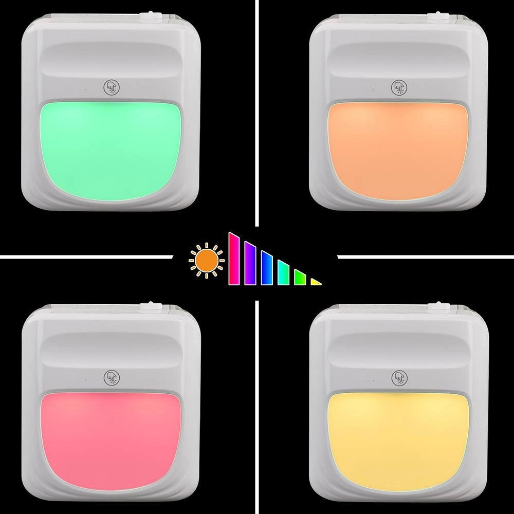 2 Lampade Notte Luce Notturna LED 3 Funzioni RGB Bianco Dimmerabile Crepuscolare