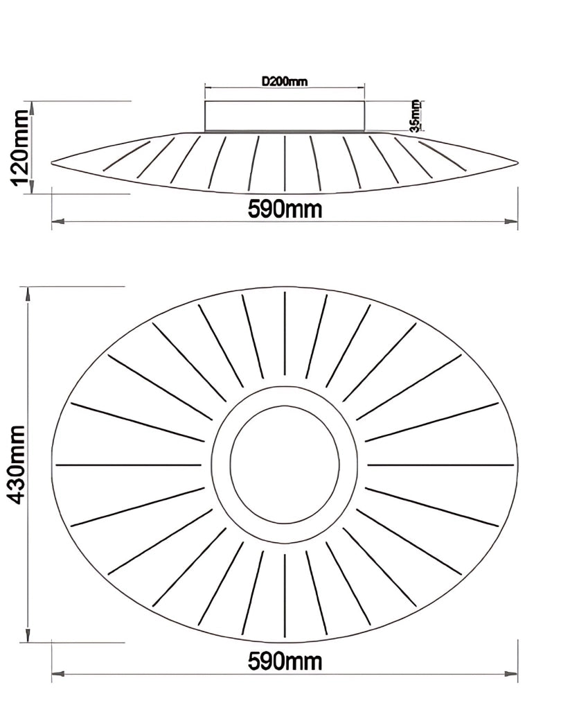 Vela Plafoniera LED Integrato 24W 4000lm 3000K Warm White Struttura Metallo e Metacrilato Bianco Dimmerabile a Taglio di Fase IP20 59x43x12cm