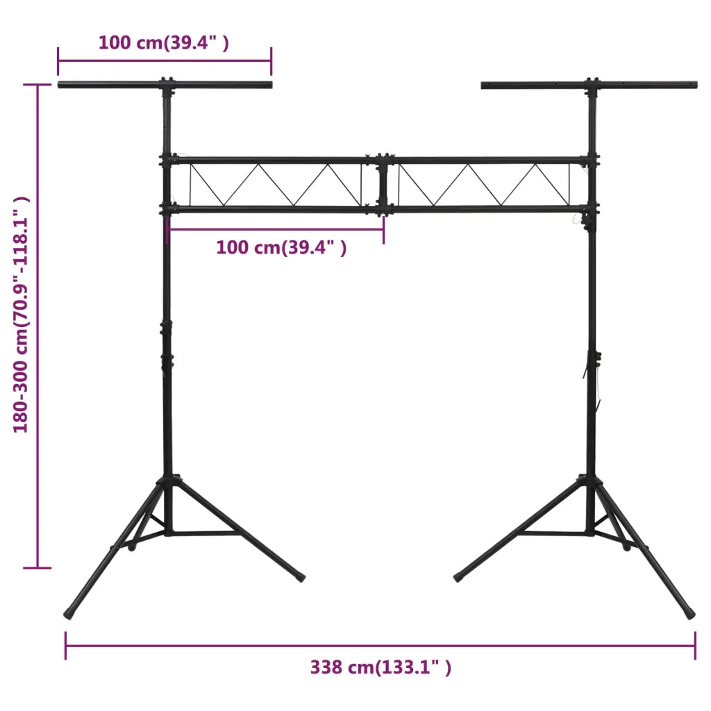 Stativo per Luci Nero 338x115x(180-300) cm Acciaio 70179